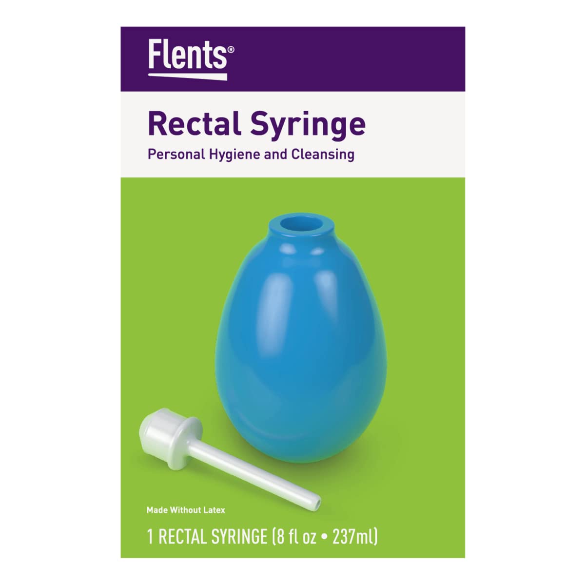 Flents Reusable Rectal Syringe Bulb, 8 oz Enema & Douche Kit for Gentle Cleansing, Latex-Free Personal Hygiene Tool with Soft Detachable Nozzle, Easy to Clean for Home or Travel Use, Blue
