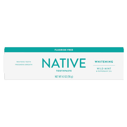Native Fluoride Free Toothpaste, Whitening - for Adult, Kids 2+ Oral Care - Wild Mint & Peppermint Oil Flavor, 4.1oz (Pack of 3)