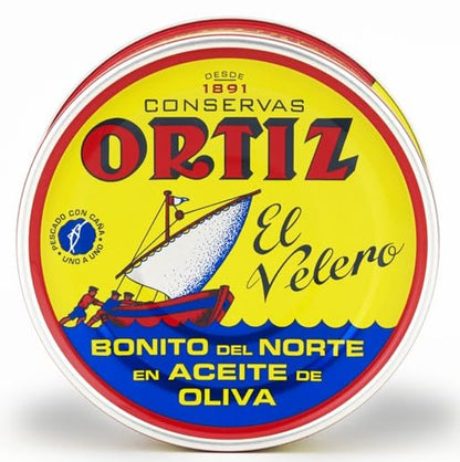 Ortiz White Tuna in Olive Oil, Fresh Tender Slices, Spanish Wild Caught Tuna, High in Protein and Omega 3 Fats, Excellent in Salad, Pasta or Sandwiches - No Need to Add Mayo, 8.81oz Can