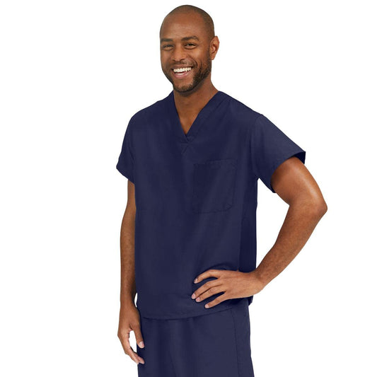 Medline 810NNTS-CA PerforMAX One-Pocket Reversible Scrub Top, ANG-CC, Navy, Small