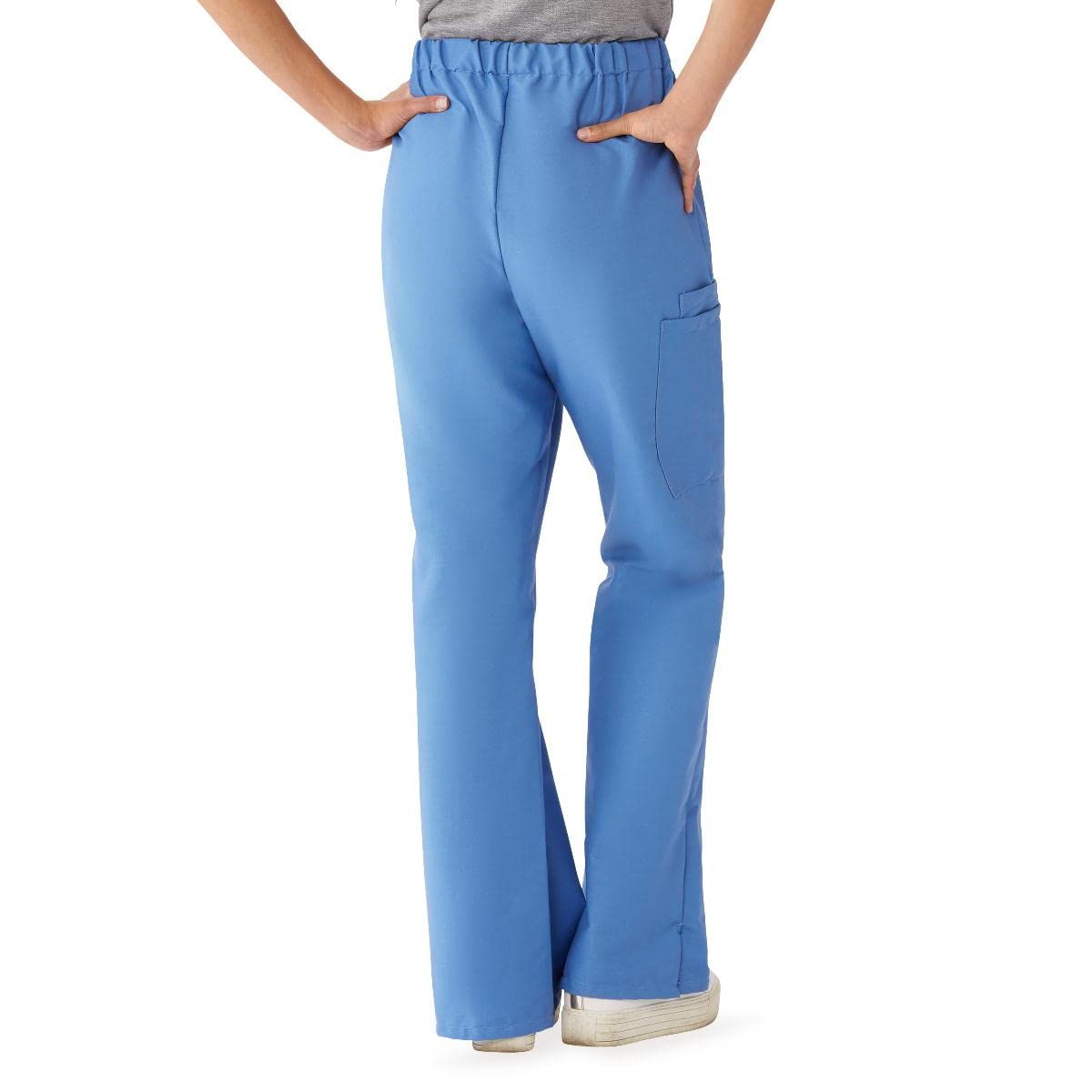 Medline 8865JTHMT ComfortEase Women's Modern-Fit Cargo Scrub Pants, 4 Pockets, Ceil Blue, Size Medium, Tall Inseam