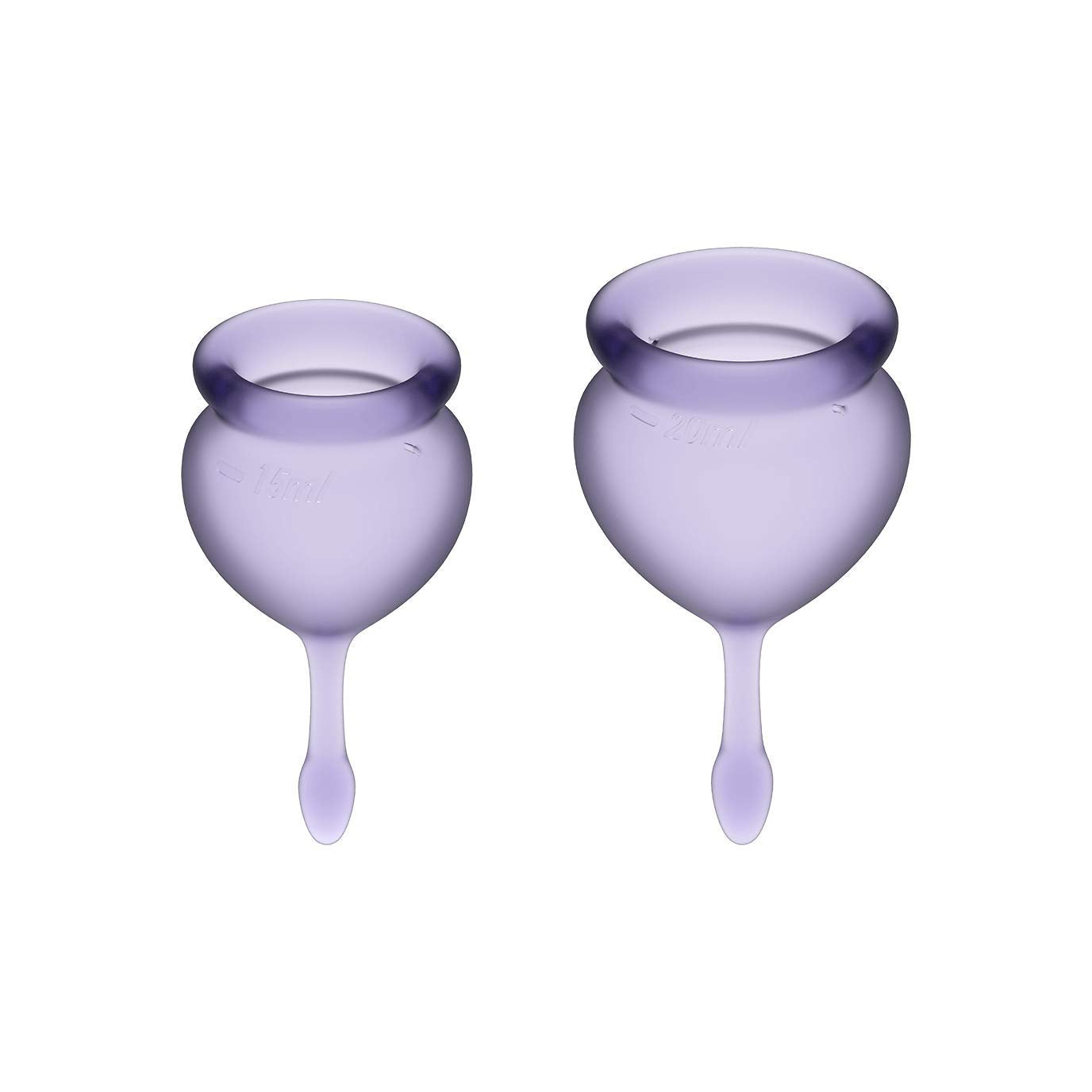 Satisfyer Feel Good Menstrual Cup - Reusable Period Cup with Removal Stem - Soft, Flexible Body-Safe Silicone, Easy Insertion & Removal - Includes 2 Cup Sizes for All Flows (Purple)