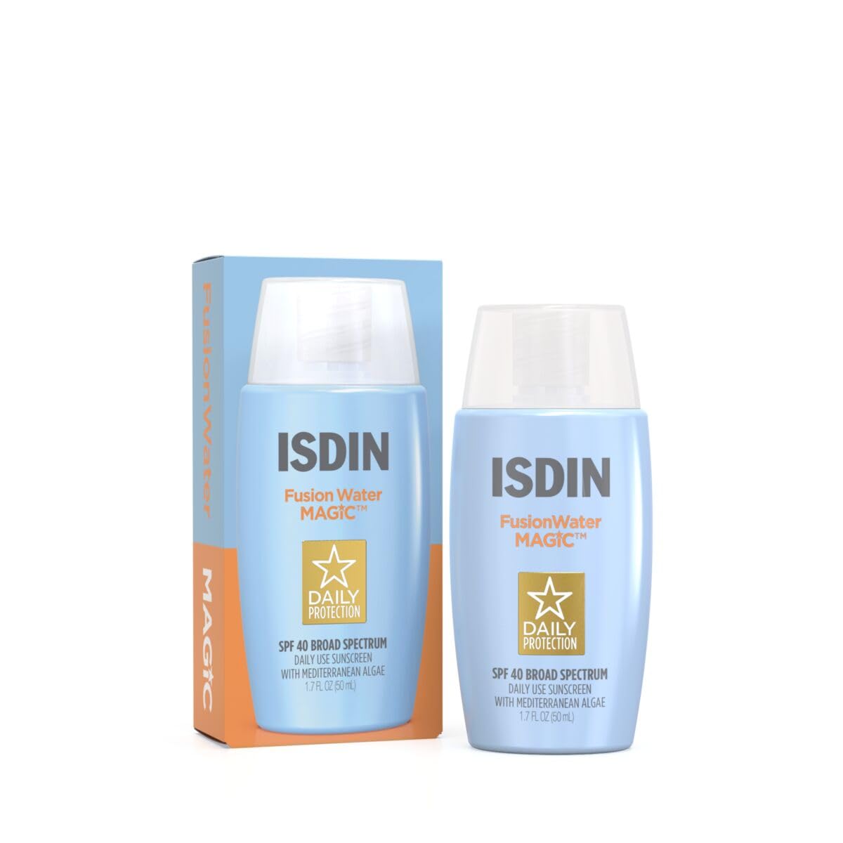 ISDIN Fusion Water MAGIC, Ultralight Broad Spectrum SPF 40 Sunscreen with Hyaluronic Acid and Vitamin E, 50ml