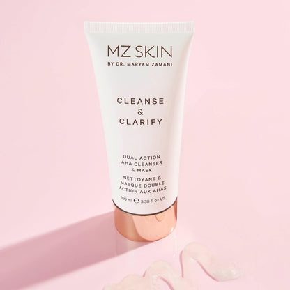 MZ SKIN Cleanse & Clarify Dual Action Cleanser & Mask 3.4 fl oz | Exfoliating AHA & Papaya Enzyme Face Wash | Smooths Texture, Refines Pores & Brightens
