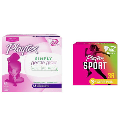 Playtex Simply Gentle Glide Tampons 36ct & Playtex Sport Tampons 36ct Bundle