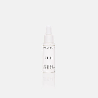 Lake & Skye 11 11 Body Oil Mini - Hydrating with Vitamin E & Sweet Almond Oil - Clean Skin Musk, Sheer & Uplifting Scent - 0.33 fl oz (10 ml)