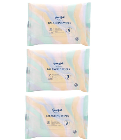 Goodful Wellness pH Balancing Wipes, 30 Count (Pack of 3) Hypoallergenic Feminine Wipes, Gentle pH Balanced Wipes Women, Unscented Intimate Wipes