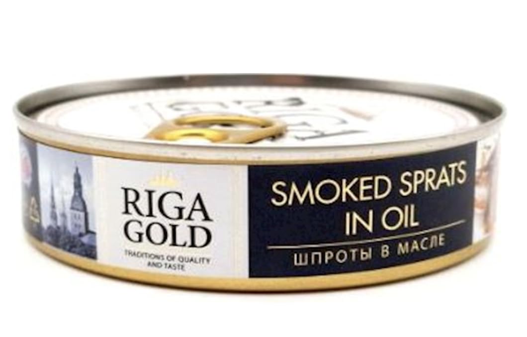 Riga Gold Sprats in Oil Smoked 160g – Canned Fish from Latvia, Wild-Caught, Rich in Omega-3, Ready to Eat, Premium Quality Seafood 6 PACK