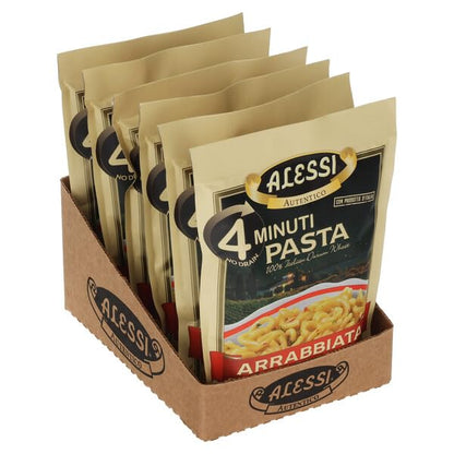 Alessi 4 Minute Pasta, One Dish Quick Meals, Stovetop or Microwave, Dinner or Side Ready in Minutes (Arrabbiata, 6.35 Ounce (Pack of 6))