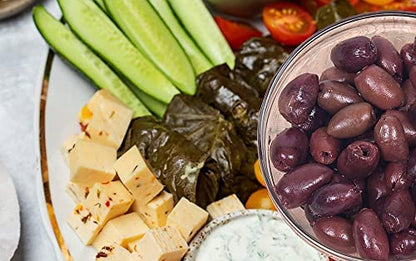 Kontos Foods Dolmas Stuffed Grape Leaves With Rice • Ready To Eat • Kosher • for vegan snacks or Greek Food Mezze Platter w/ spanakopita, tzatziki sauce, babaganush, greek olives or Charcuterie Board • Greek dolmades canned