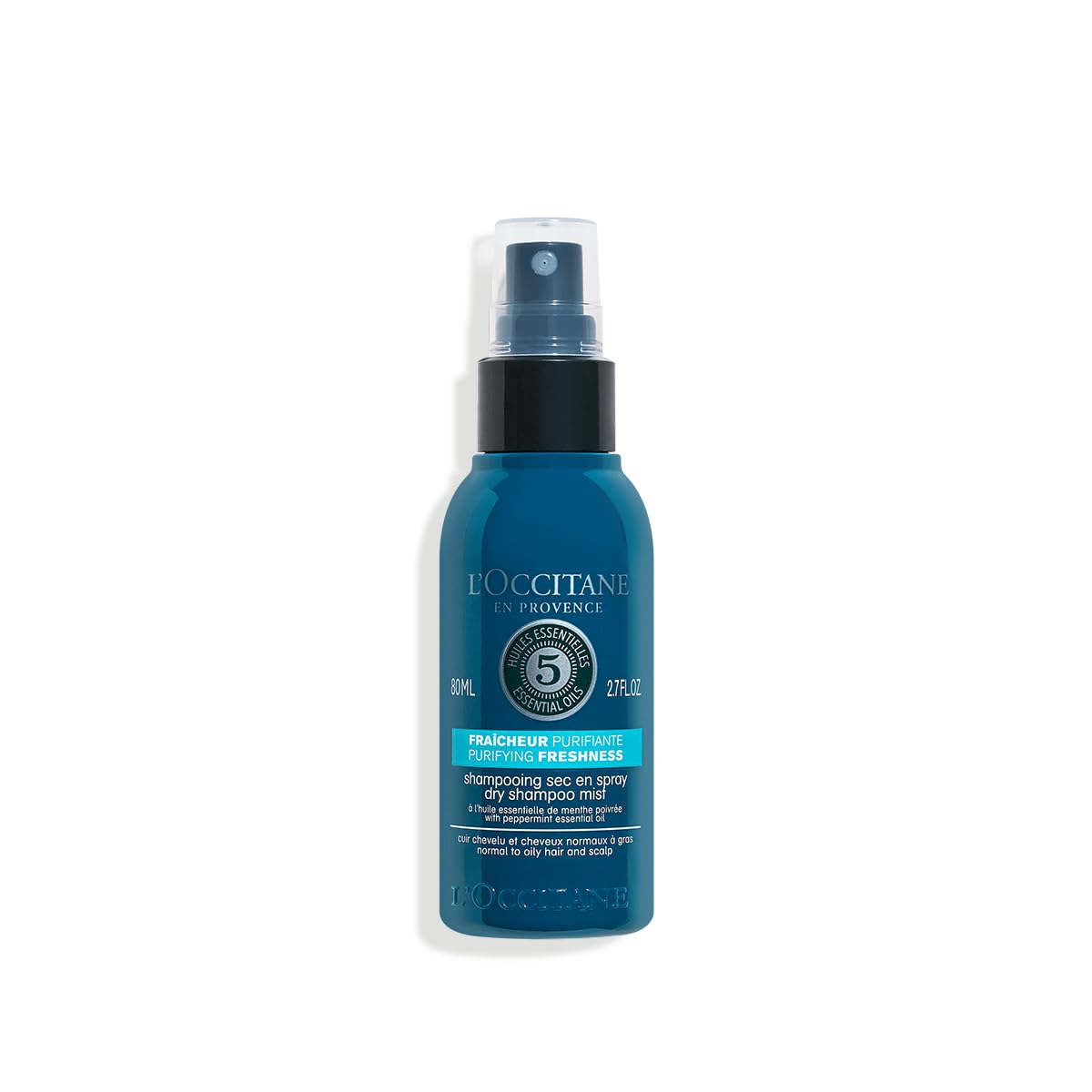 L'OCCITANE Purifying Freshness Dry Shampoo Mist: Aerosol Free, Absorbs Excess Sebum, Refreshes Hair Without Heaviness or Chalky Residue
