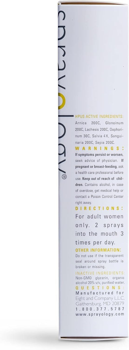 Sprayology MenoPower Homeopathic Menopause Relief Spray, Natural Hot Flash & Mood Support, Fast-Acting Oral Spray for Women, Gluten-Free, Lactose-Free, Natural Homeopathic, 30-Day Supply (1.38 fl oz)