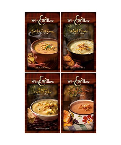 Wind & Willow Favorite Soup Mix Bundle: Baked Potato, Grilled Cheese & Tomato, Roasted Corn Chowder, and Tortilla Con Queso - 4 Total Items