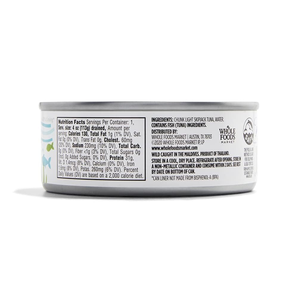 365 by Whole Foods Market, Unsalted Skipjack Tuna in Water, 5 Ounce