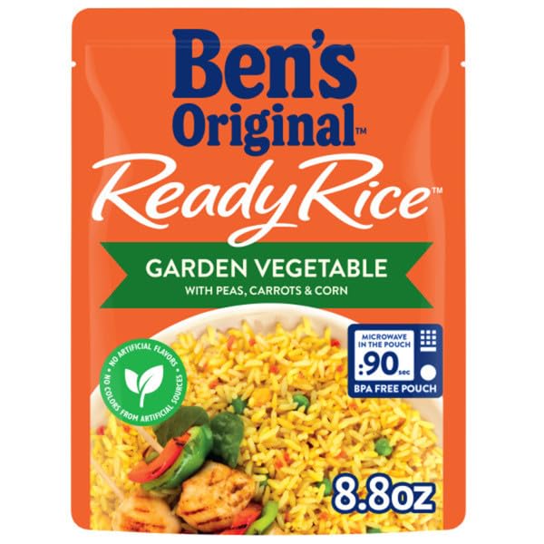 BEN'S ORIGINAL Ready Rice Garden Vegetable Flavored Rice, Easy Dinner Side, 8.8 oz Pouch (Pack of 12)