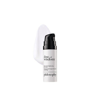 philosophy dose of wisdom dark circle eye cream - with hyaluronic acid, vitamin C & caffeine - brigthens & hydrates skin - 0.5 fl oz
