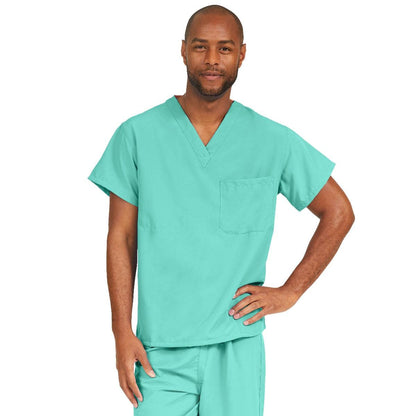 Medline PerforMAX Unisex Reversible V-Neck Scrub Top, 2 Pockets, Jade, Size 3XL