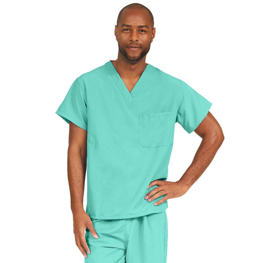 Medline PerforMAX Unisex Reversible V-Neck Scrub Top, 2 Pockets, Jade, Size 3XL