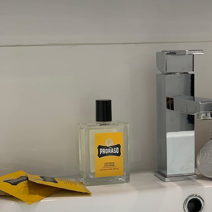 Proraso Wood and Spice Cologne - Masculine Woody Spice Eau de Cologne - Cumin, Saffron, Cedarwood & Vanilla Fragrance for Men - 3.4oz