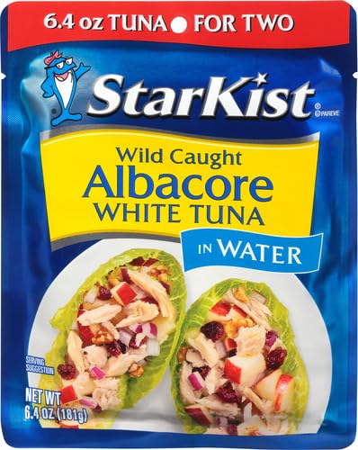 StarKist Albacore White Tuna in Water, 6.4 oz Pouch (1 Pack) Ready to Eat Wild Caught Tuna, 19g Protein & 90 Calories Per Serving, Gluten Free, Soy Free, Kosher, Perfect for Meals & Snacks