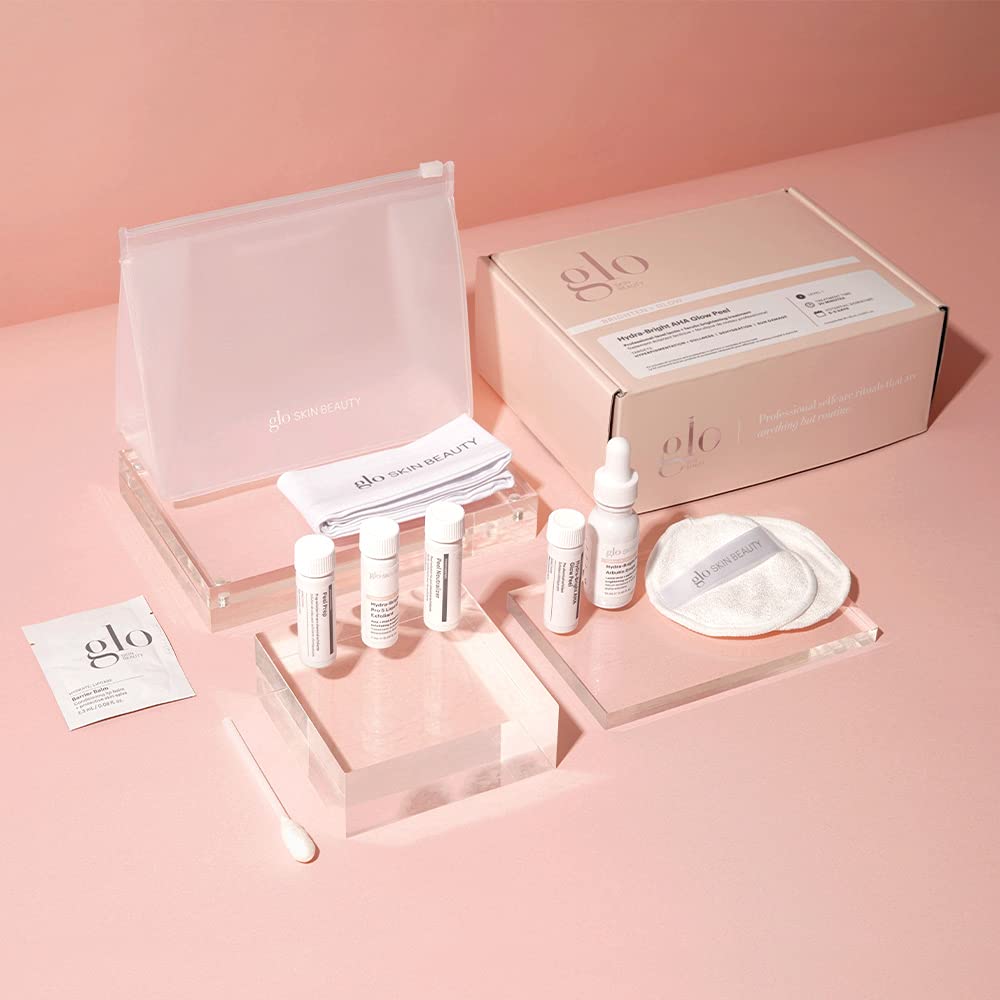Glo Skin Beauty Hydra-Bright AHA Glow Peel Pro-Level At-Home Kit Boost Brightness Radiance Target Dullness, Dehydration Dark Spots
