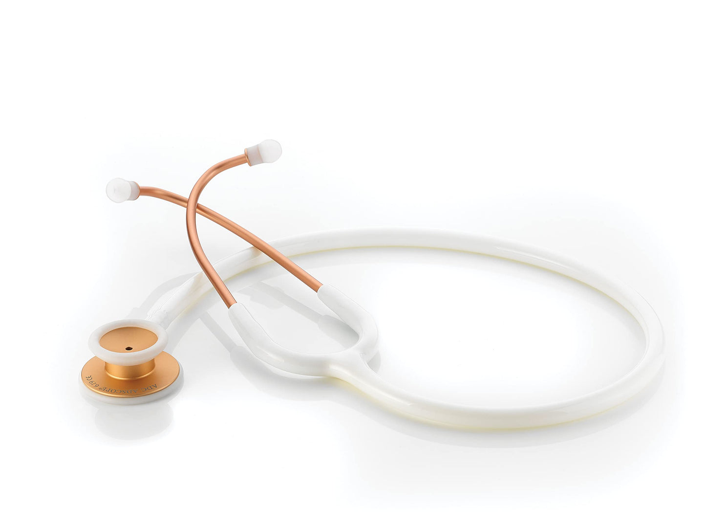 ADC Adscope Lite 619 Ultra Lightweight Clinician Stethoscope with Tunable AFD Technology, Lifetime Warranty, Rose Gold with White Tubing