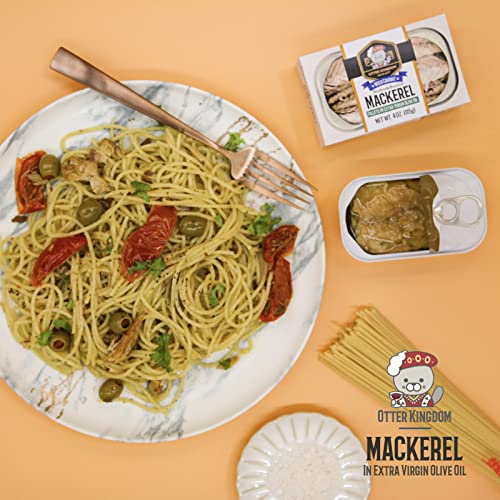 Otter Kingdom European Mackerel Fillets in Extra Virgin Olive 4oz(Pack of 12)
