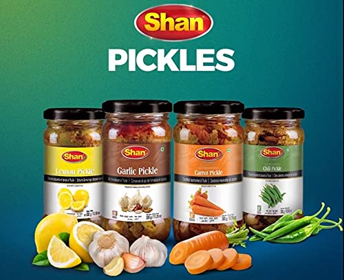 Shan Hyderabadi Mixed Pickle 10.58 oz (300g) - Hot and Spicy Mixed Vegetables Pickled in Oil - Perfect Accompaniment to Everyday Meals - Suitable for Vegetarians - Airtight Pet Jar
