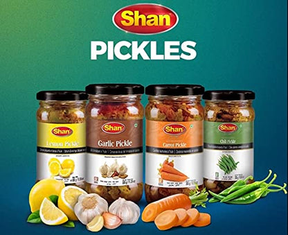 Shan Hyderabadi Mixed Pickle 10.58 oz (300g) - Hot and Spicy Mixed Vegetables Pickled in Oil - Perfect Accompaniment to Everyday Meals - Suitable for Vegetarians - Airtight Pet Jar