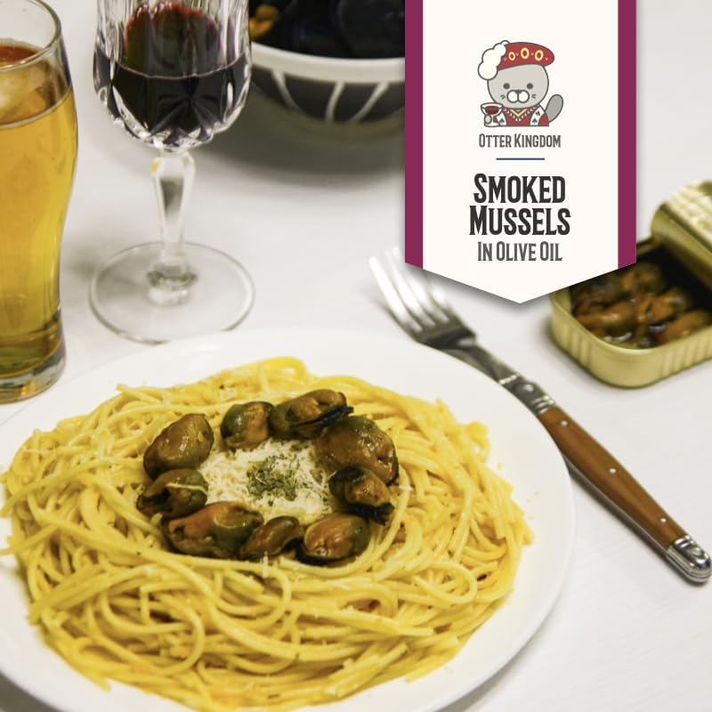 Otter Kingdom Smoked Mussels in Olive Oil, 3-Ounce Cans (Pack of 12)