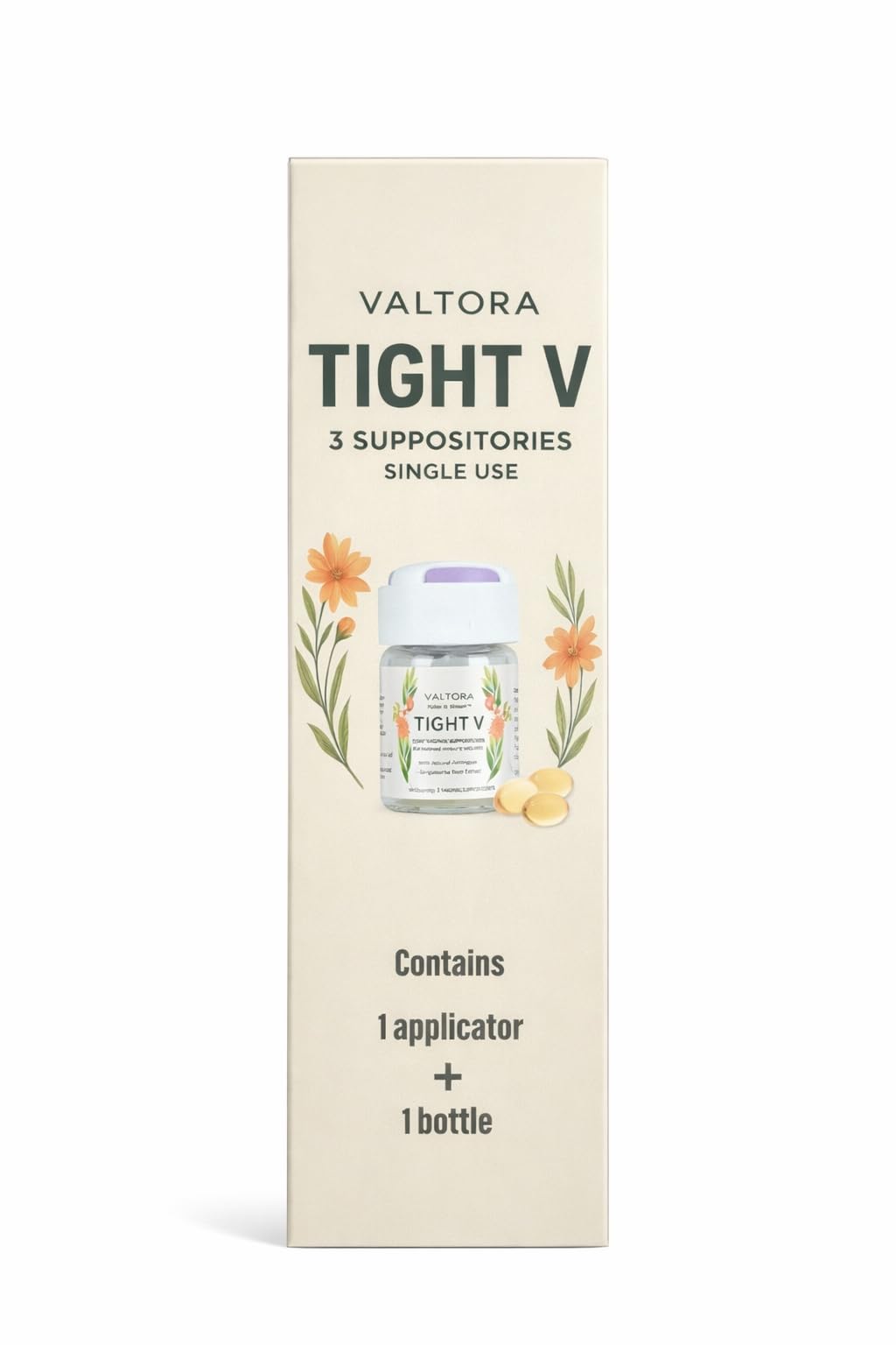 Tight V Plant-Based Feminine Wellness Suppositories, pH-Friendly Intimate Care, Refresh & Cleanse, 3-Day Support