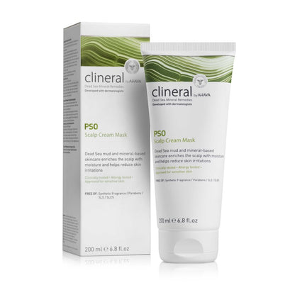 AHAVA Clineral Pso Scalp Cream Mask - Rich, creamy scalp mask to reduce irritations & dryness, hydrates & nourishes the hair & scalp, with Osmoter, Dead Sea Mud, Hippophae & Grapefruit Oil, 6.8 Fl.Oz