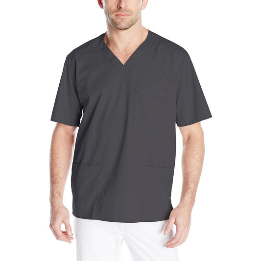 WonderWink Men's V-Neck Top, Pewter, X-Small