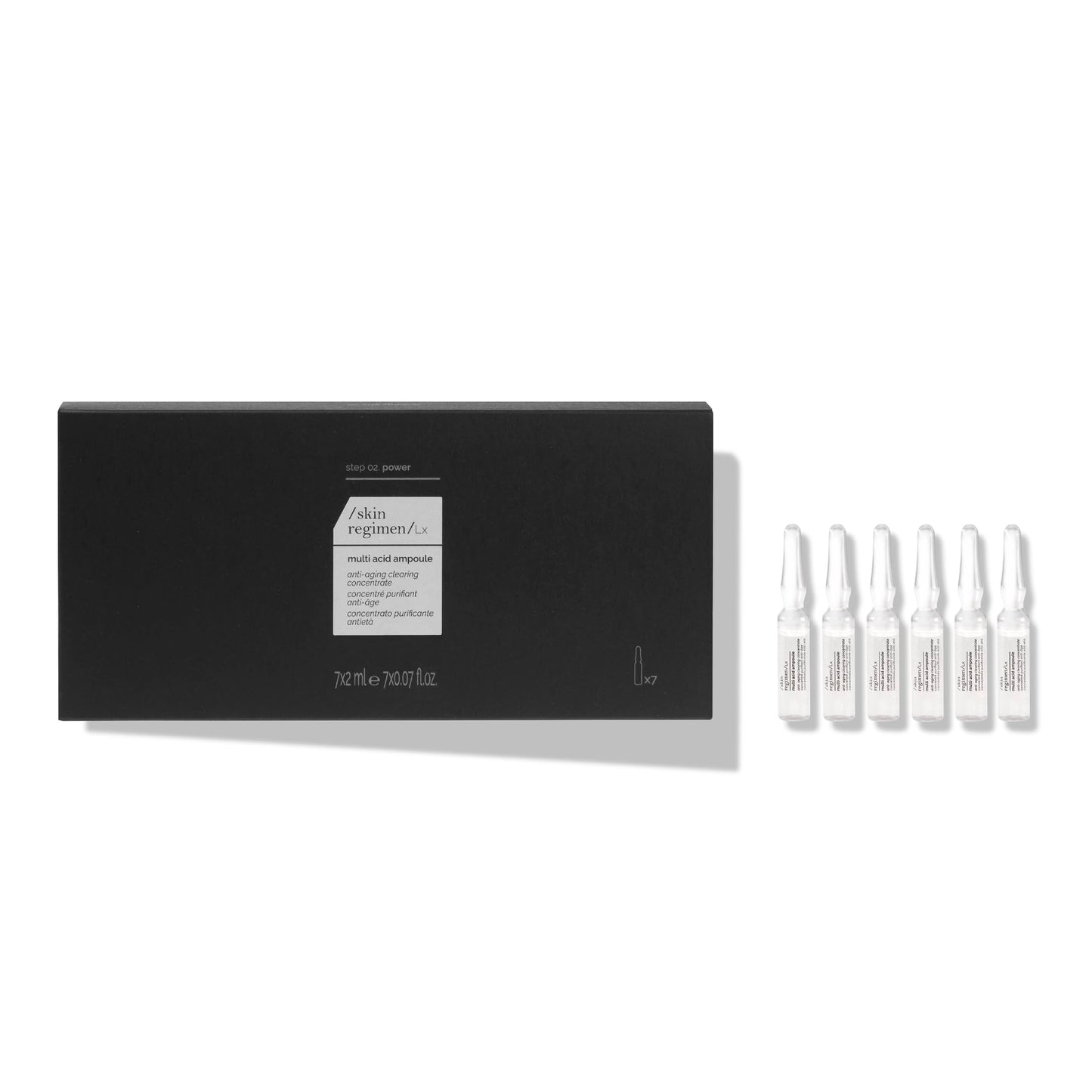 /skin regimen/Lx Multi Acid Ampoules, Anti-Aging Clearing Concentrate, Smooths Texture, Minimizes Pores, Brightens, Longevity Complex™, Acids, Clean Beauty, Oily Skin, 7 x 0.06 Fl Oz