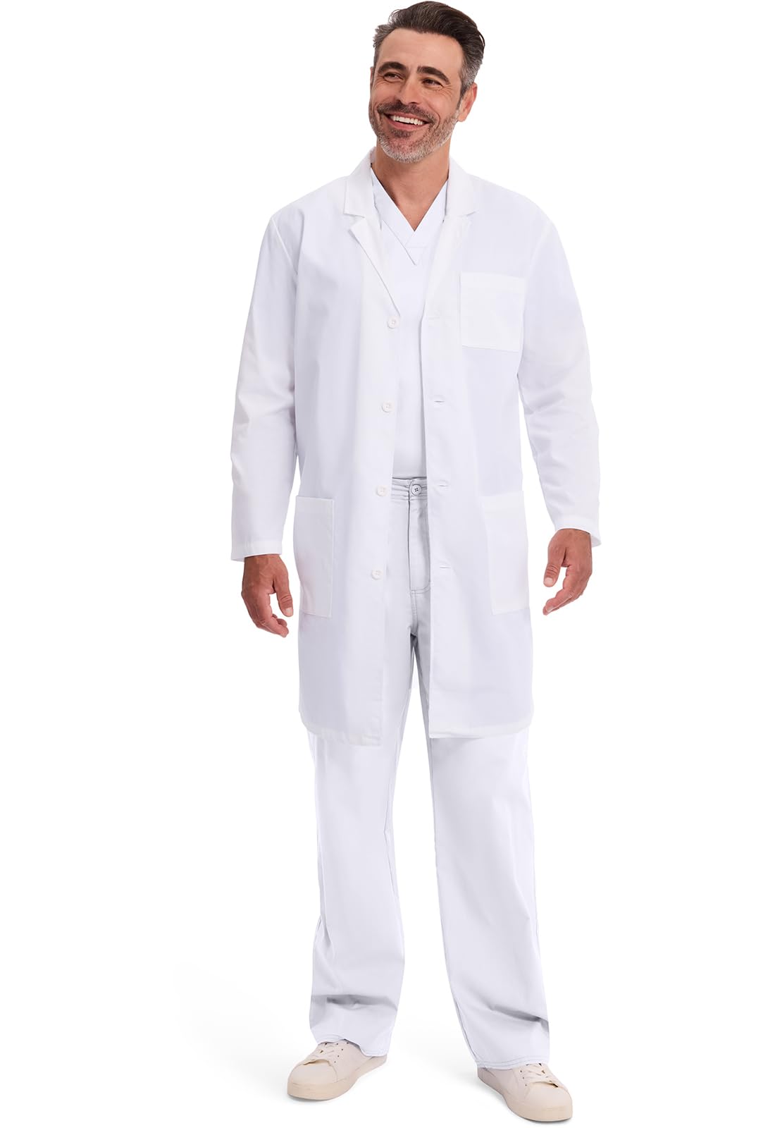 Dickies Lab Coat for Men and Women 40" Button Front Closure Unisex Lab Coat with 3 Pockets - 83403