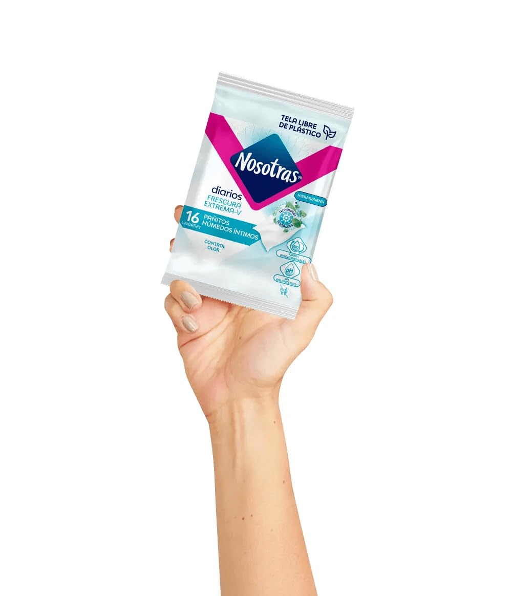 Feminine Wash Nosotras Set Intimate Soap And Wet Wipes Peppermint | Kit Jabon Intimo y Pañitos Humedos Hierbabuena Frescura Extrema-V Colombia (6.76oz - 200ml)