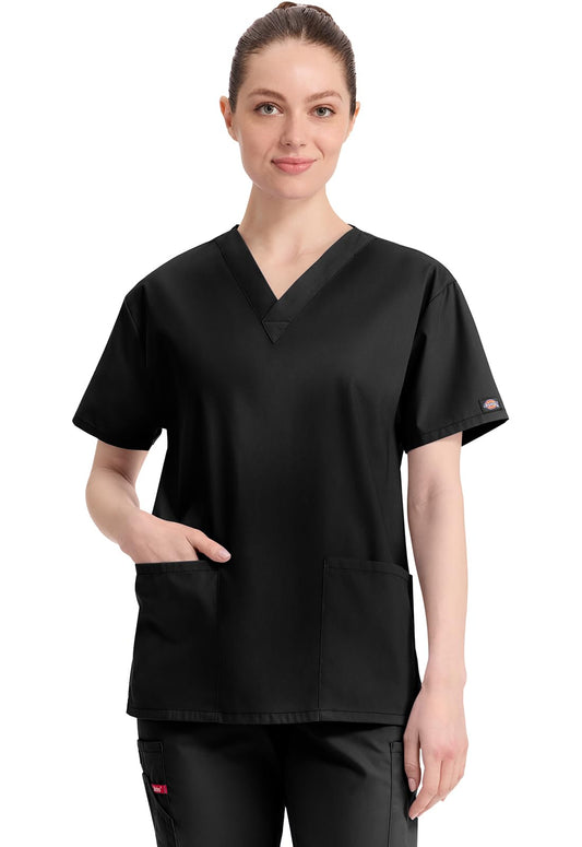 Dickies EDS Signature Scrubs for Women, V-Neck Womens Tops in Soft Brushed Poplin 86706
