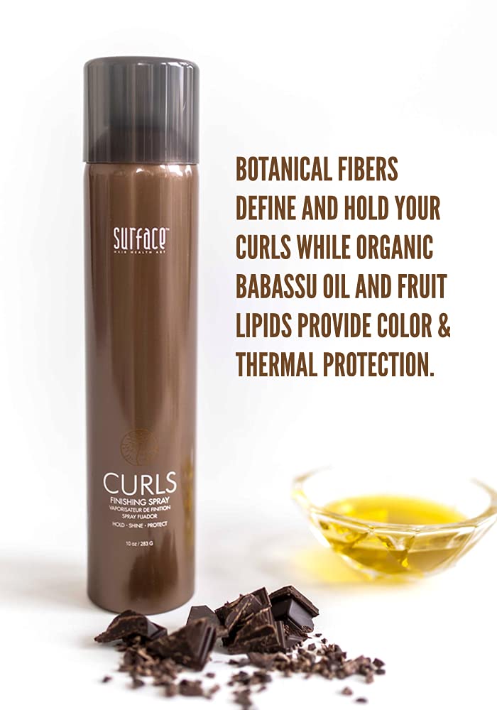 Surface Hair Curls Finishing Spray With Babassu Oil For hold, Definition, Shine And Thermal And Humidity Protection