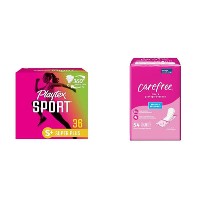 Playtex Sport Tampons, 36ct & Carefree Panty Liners, 54ct (Packaging May Vary)
