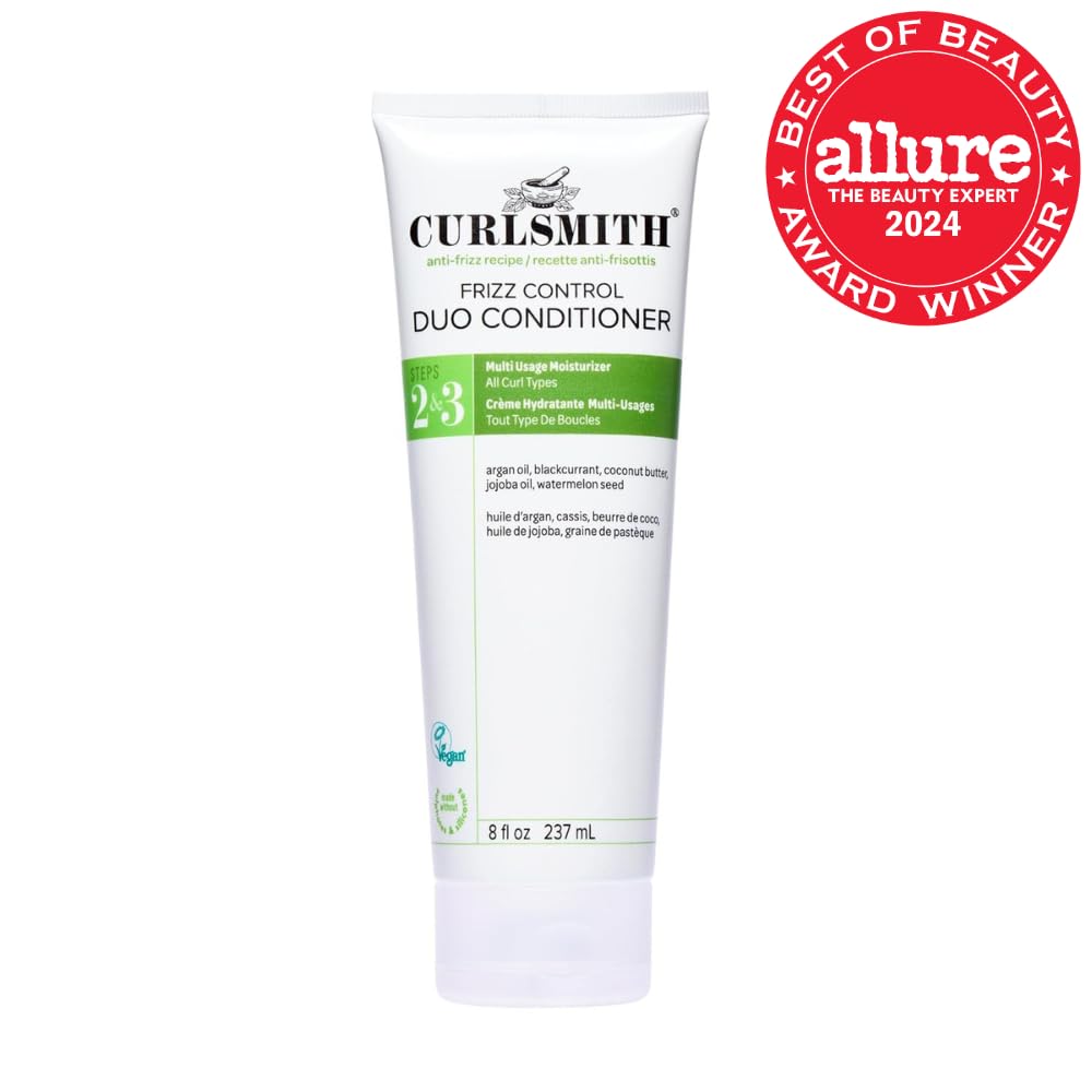 CURLSMITH Frizz Control Duo Conditioner - Moisturizing Anti-Frizz Condtioner and Nourishing Leave-In for Frizz Control, For All Curl Types, Vegan & Cruelty Free