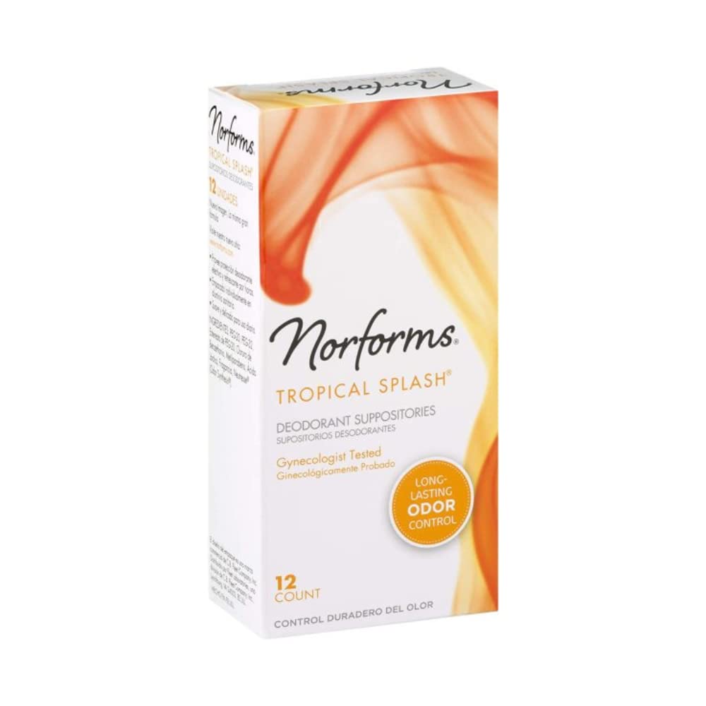 Norforms Tropical Splash Feminine Deodorant Suppositories 12 Count Pack of 3