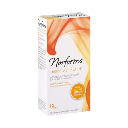 Norforms Tropical Splash Feminine Deodorant Suppositories 12 Count Pack of 3