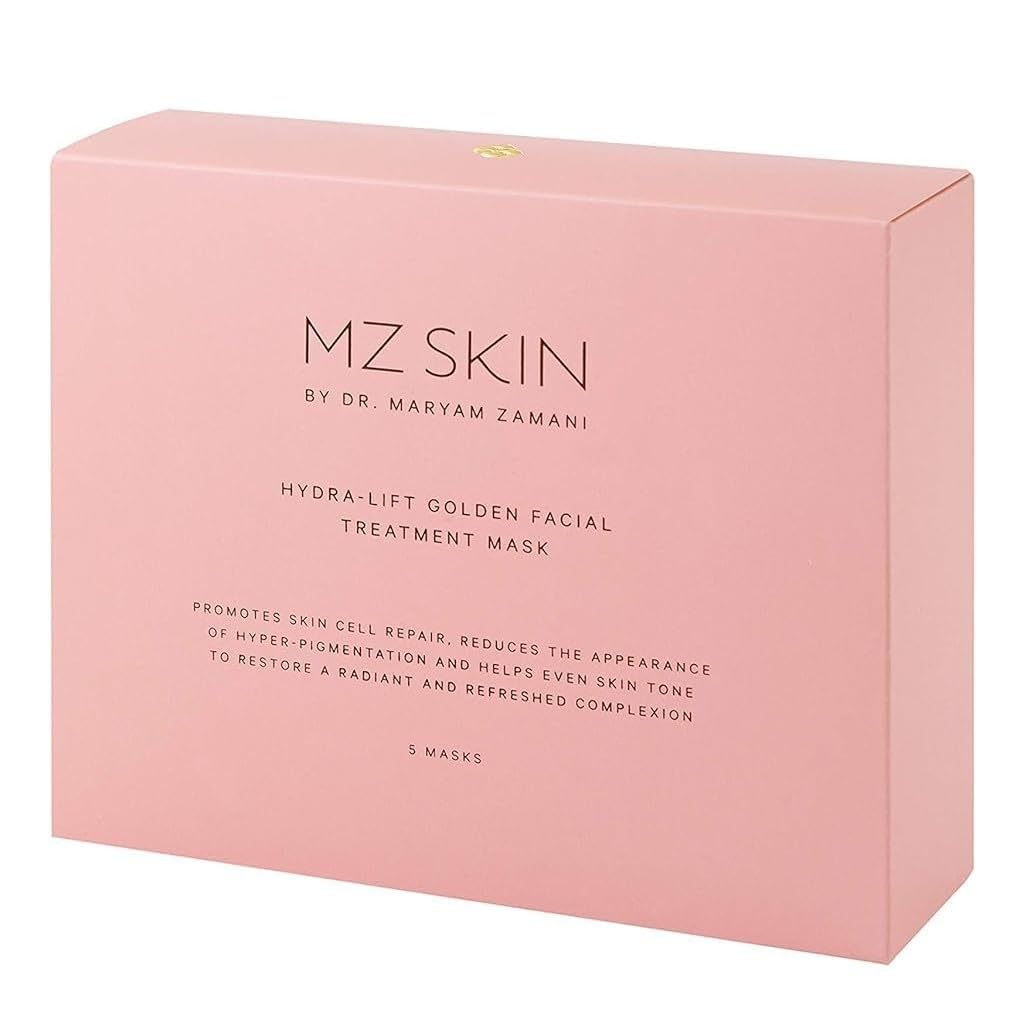 MZ SKIN Hydra-Lift Gold Face Mask - Niacinamide-Enhanced Hydrogel Treatment for Brightening Radiance, Restoring & Firmness, With Gold Nano Particles, Hyaluronic Acid, Vitamin C & Collagen