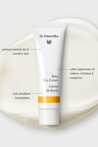 Dr. Hauschka Rose Day Cream, Daily Moisturizer, 1.0 US fl oz, For Dry, Sensitive, Red Skin, With Shea Butter & Avocado Oil