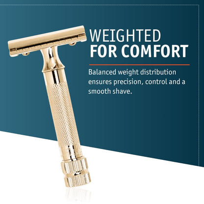 Merkur Classic 2-Piece Double Edge Safety Razor Gold Plated, 1 Count