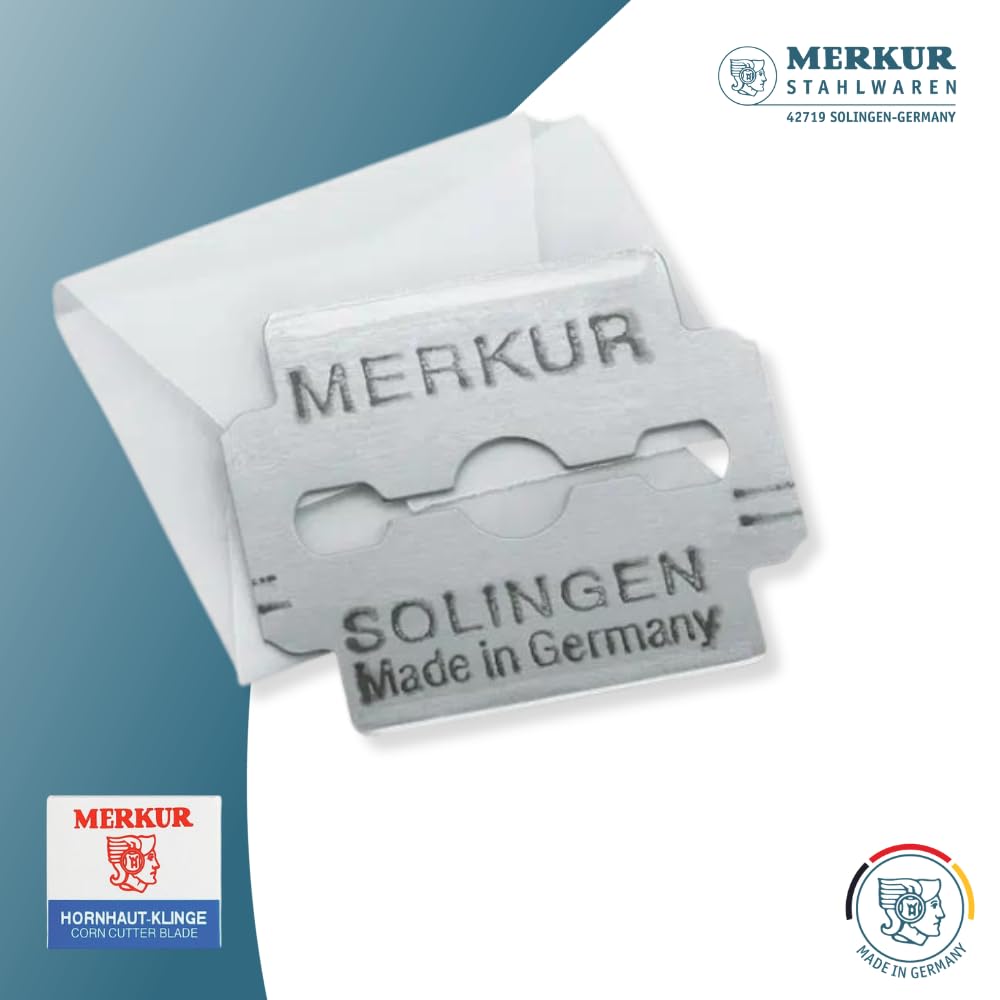 MERKUR 920 Callus Shaver Blades, Carbon Steel Foot Care Replacement Blades, Ultra-Sharp & Hygienic, Fits MERKUR 923 Callus Shaver, Made in Germany, Pack of 100