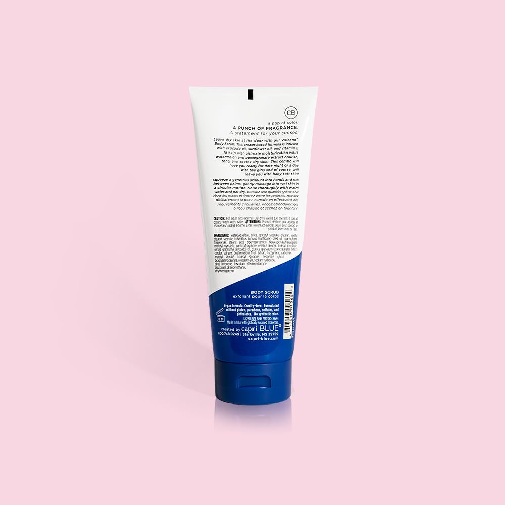 Capri Blue Volcano Body Scrub - Exfoliating Body Scrub - Moisturizing Exfoliator for Skin Care Routine - Scented with Tropical Fruit & Sugared Citrus (7 fl oz)