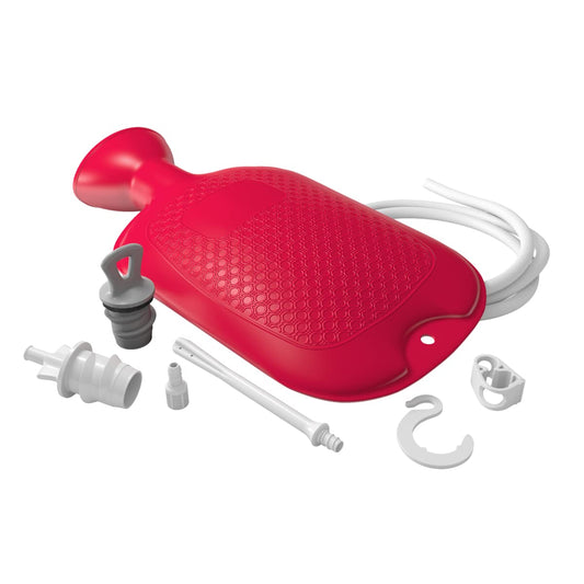 Flents Douche and Enema Combination Kit for Men and Women, Large Capacity, Multipurpose Cleaning System for Personal Hygiene, Colon Detox Cleanse, Made with Comfortable Material, Red (1.66 L)