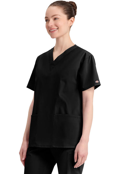 Dickies EDS Signature Scrubs for Women, V-Neck Womens Tops in Soft Brushed Poplin 86706
