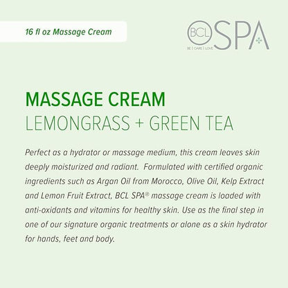 BCL SPA Lemongrass & Green Tea 4-Step Skincare Starter Kit, 16oz Each – Organic Vegan Spa Set for Hands, Feet & Body – Hydrates, Exfoliates, Softens Skin